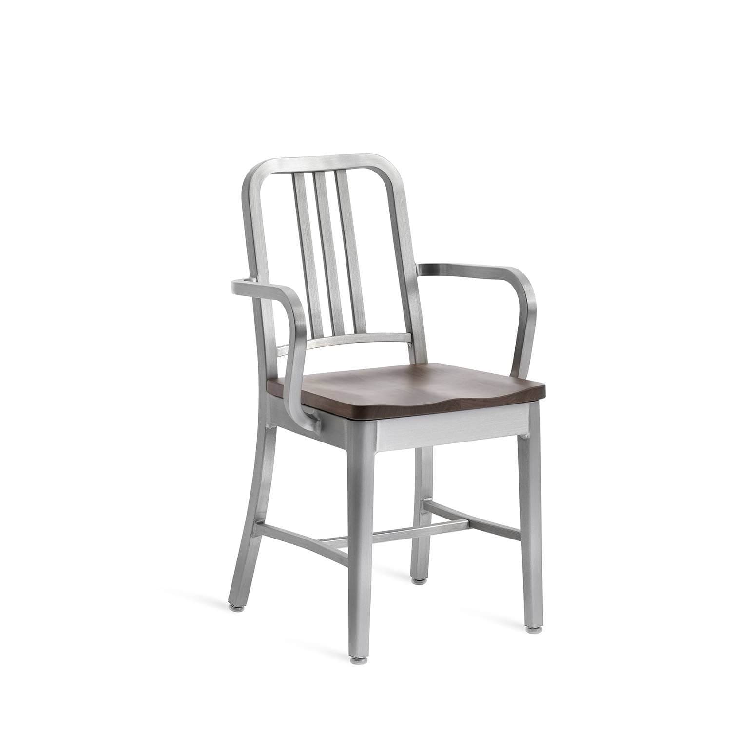 Emeco 1104 Navy Armchair W/ Natural Wood Seat | Clima Home